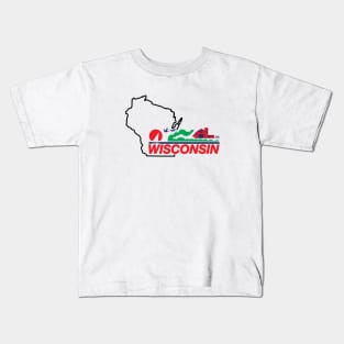 Wisconsin License Plate Wi Outline Black Kids T-Shirt